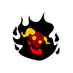 skull on fire with white background