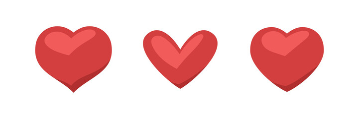 Heart illustrated icons, love symbol. Hearts set.