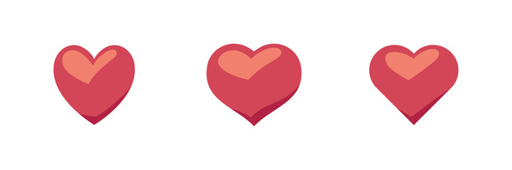 Heart illustrated icons, love symbol. Hearts set.