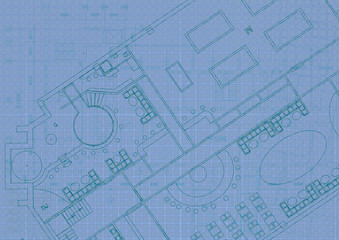 Architectural background with technical drawings. Blueprints plan texture. Drawing part of architectural project.