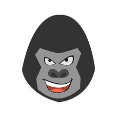 gorilla head with expression on the white background
