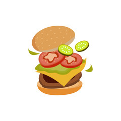 Hamburger cooking. Set of ingredients for burger . 