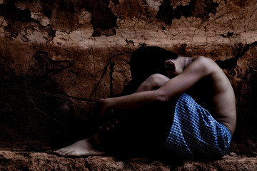 Stop abusing violence.  terrified , A fearful child