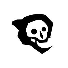 evil skull icon on white background