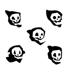 collection of evil skull icon on white background