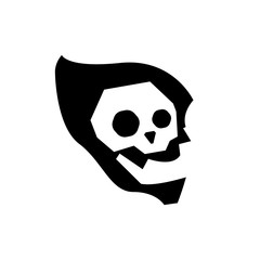 evil skull icon on white background