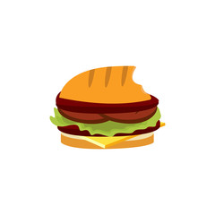 Hamburger cooking. Set of ingredients for burger . Sliced veggies, bun, and  sauce. Vector illustration cartoon flat icon collection isolated on white. 