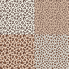 Set. Leopard print. Vector illustration with patterns.