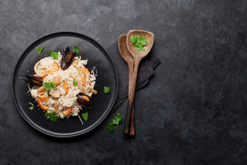 Delicious seafood risotto