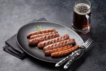 Grilled sausages and beer