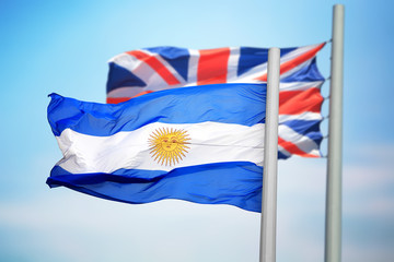 Fototapeta premium Flags of Argentina and Great Britain