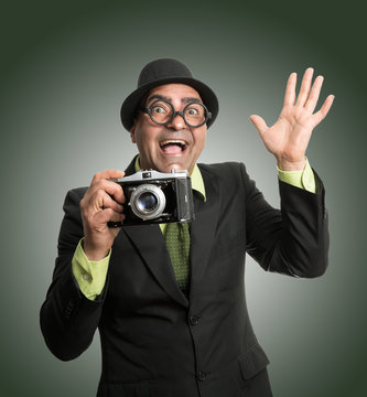 Divertido retrato de fot&oacute;grafo