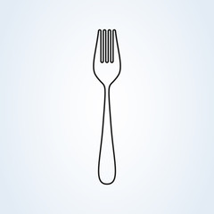 fork flat style. line art icon isolated on white background. illustration