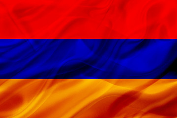 Fototapeta premium Armenia country flag on silk or silky waving texture