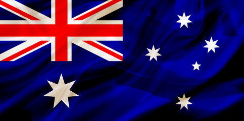 Australia country flag on silk or silky waving texture