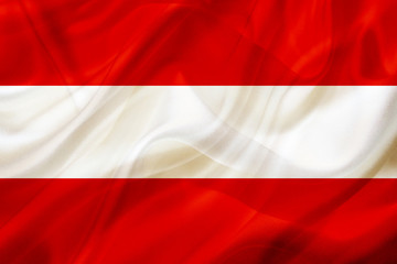 Austria country flag on silk or silky waving texture