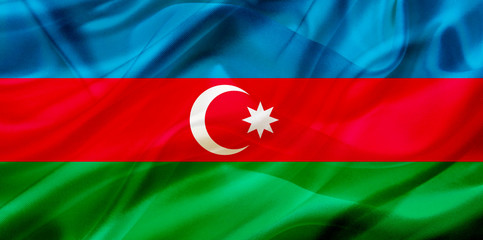 Azerbaijan country flag on silk or silky waving texture