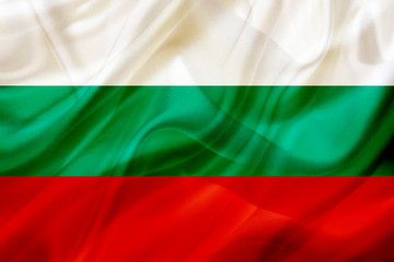 Bulgaria country flag on silk or silky waving texture