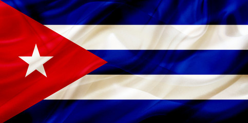 Cuba country flag on silk or silky waving texture