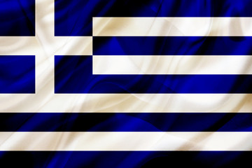 Greece country flag on silk or silky waving texture