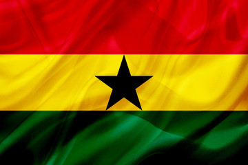 Ghana country flag on silk or silky waving texture