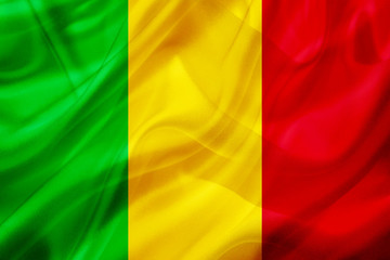 Mali country flag on silk or silky waving texture