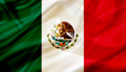 Mexico country flag on silk or silky waving texture