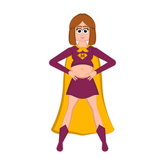 Pregnant woman as super girl with a costume - Vector