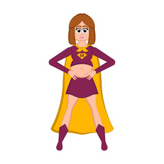 Pregnant woman as super girl with a costume - Vector