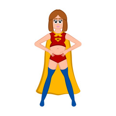 Pregnant woman as super girl with a costume - Vector