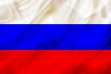 Russia country flag on silk or silky waving texture