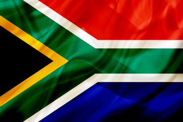 South Africa country flag on silk or silky waving texture