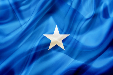 Somalia country flag on silk or silky waving texture