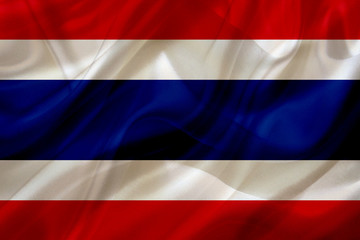 Fototapeta premium Thailand country flag on silk or silky waving texture