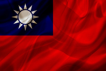 Taiwan country flag on silk or silky waving texture