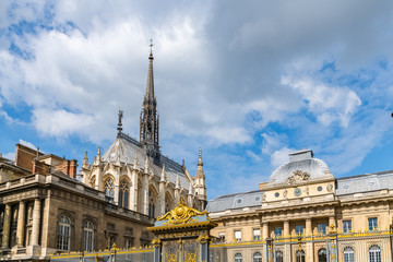 Fototapeta na wymiar Paris, the Sainte-Chapelle, and the gates of the courthouse
