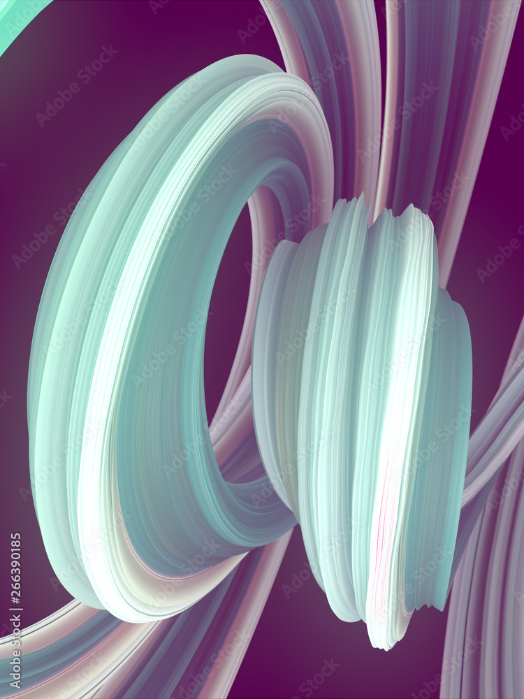 Poster pink and blue colored twisted shape. computer generated abstract geometric 3d render illustration