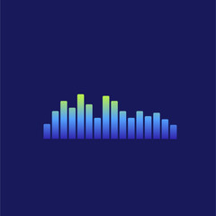 Sound radio wave background of soundtrack or sound diagram. Vector graph of microphone sound equalizer pattern