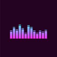 Sound radio wave background of soundtrack or sound diagram. Vector graph of microphone sound equalizer pattern