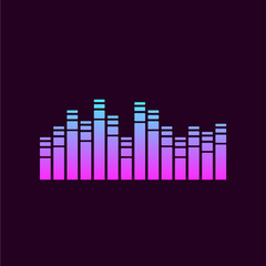 Sound radio wave background of soundtrack or sound diagram. Vector graph of microphone sound equalizer pattern