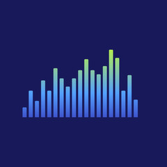 Sound radio wave background of soundtrack or sound diagram. Vector graph of microphone sound equalizer pattern