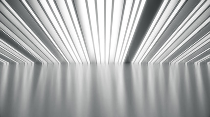 White wall with light and shadow.  Abstract dividers sun rays background. 3d Rendering