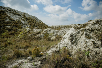 White Mountain - large open air phosphogypsum waste storage. Futuristic landscape