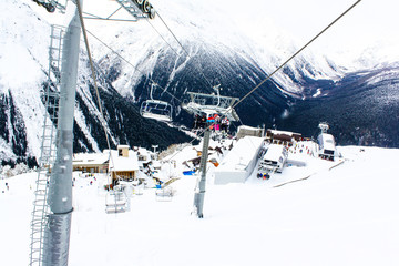 ski cable car in the mountains