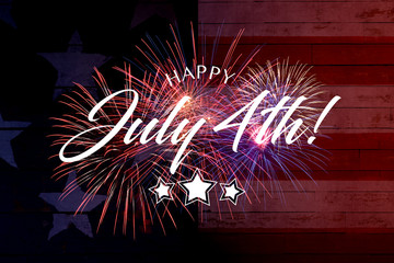 Happy July 4th Greeting with red and blue background