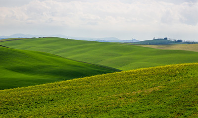 Crete Senesi green hills in Tuscany