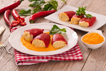 Stuffed piquillo peppers with cod.