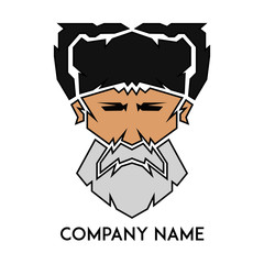 Vector illustration, the faces of a man, a northerner, a Siberian. Severe, courageous, serious. In the hat with earflaps. Sharp lines in gray tones. Can use for logo.