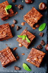 chestnut brownies with chocolate icing
