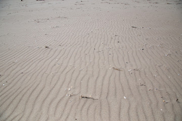 The beach of Zempin without footprints with fine, wind-generated grooves in the fine sandy beach..